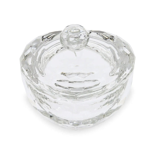Grouss Kristall-/Glas-Dappen-Schuel mat Deckel - Häerzform
