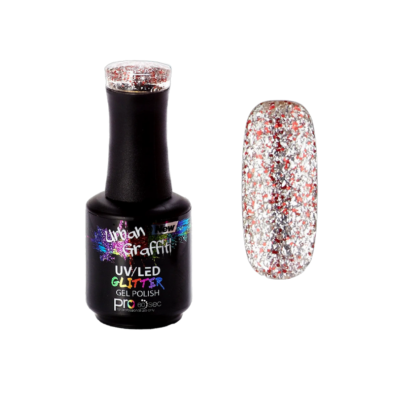 Apollo - UGGP-A0907 Urban Graffiti roude a sëlwere Glitter Gel-Lack 15ml